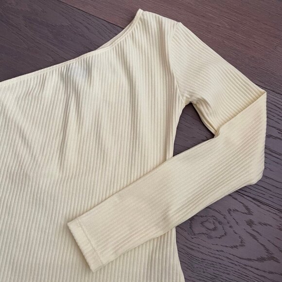 OW Intimates Scandinavia Twiga 1 Shoulder Ribbed Poly Bodysuit Pale Yellow Sz 2 - Picture 2 of 12